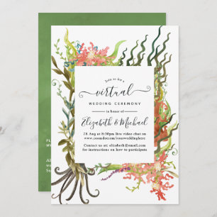 Invitation Aquarelle Nautique algue Mariage virtuel en ligne