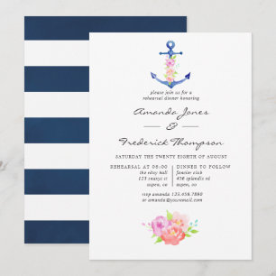Invitation Aquarelle Nautique Thème Floral Dîner de répétitio