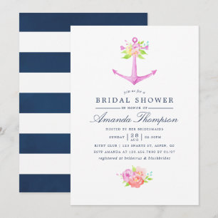 Invitation Aquarelle Nautique Thème Floral Fête des mariées
