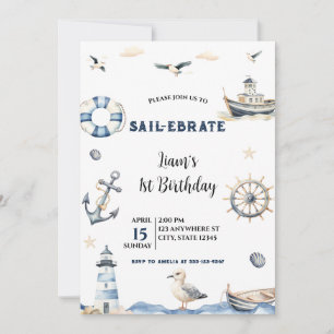 Invitation Aquarelle Nautique Voilier Ebrate Voilier Annivers