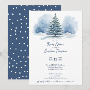 Invitation Aquarelle Neige couvert Baby shower À feuillage pe