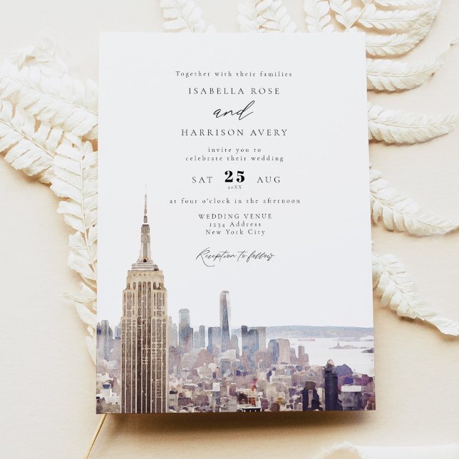 Invitation Aquarelle New York City Skyline Mariage (Créateur téléchargé)
