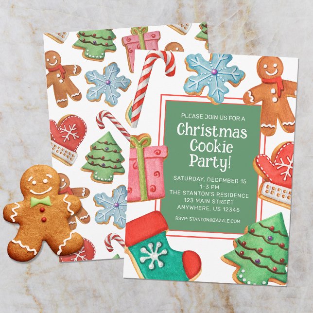 Invitation Aquarelle Noël Cookie Décoration Party (Créateur téléchargé)