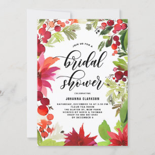 Invitation Aquarelle Noël Fête des mariées de cadre de fleurs