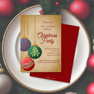 Invitation Aquarelle Noël Ornements Fête de Noël