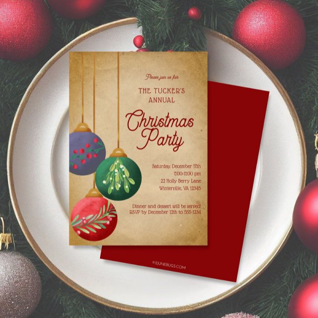 Invitation Aquarelle Noël Ornements Fête de Noël (Créateur téléchargé)