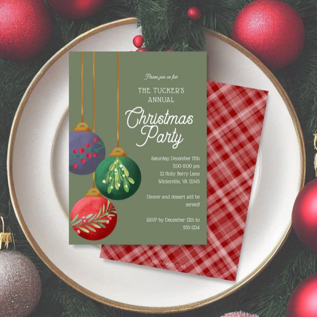 Invitation Aquarelle Noël Ornements Fête de Noël (Créateur téléchargé)