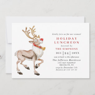 Invitation Aquarelle Noël rennes VACANCES DÉJEUNER