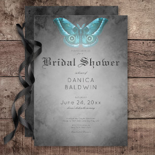 Invitation Aquarelle noire gothique Fête des mariées Turquois