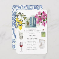 Aquarelle Olive Blue tuile Grèce Mariage
