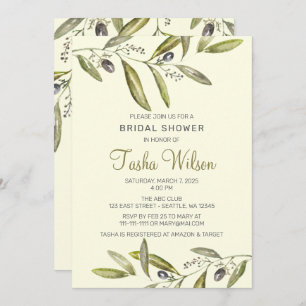 Invitation Aquarelle olivier branches nuptiale