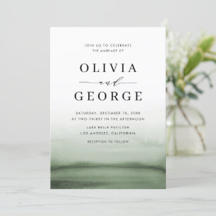 Invitation Aquarelle Ombre Vert Mariage moderne
