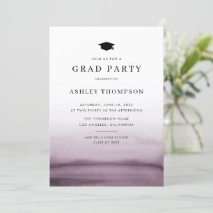 Invitation Aquarelle Ombre violet Parti de graduation moderne
