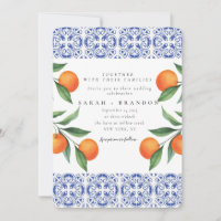Aquarelle Orange Bleu Mariage méditerranéen
