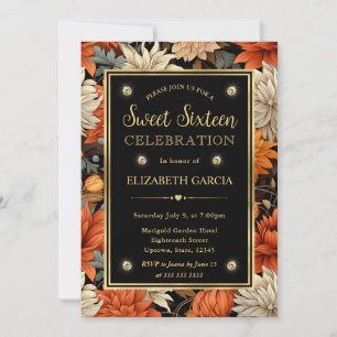 Invitation Aquarelle orange Brown Feuilles de automne doux 16