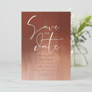 Invitation Aquarelle orange brûlée Enregistrer la date Mariag