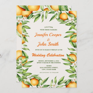 Invitation Aquarelle Orange Citrus Fruit Mariage botanique