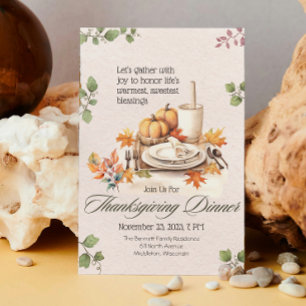 Invitation Aquarelle Orange Cottagecore Fête d'Action de grâc