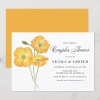Aquarelle orange Fleurs de pavot Couples Douche