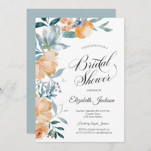 Invitation Aquarelle Orange Flowers Fête des mariées