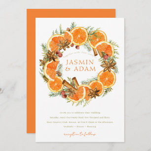Invitation Aquarelle Oranges Citrus méditerranéen Mariage