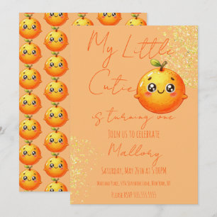 Invitation Aquarelle Oranges Premier Joyeux Anniversaire 