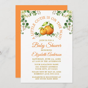 Invitation Aquarelle Oranges Verdure Un Peu Douche Cutie