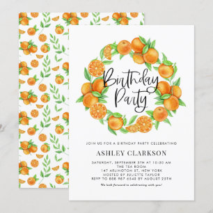 Invitation Aquarelle Oranges Wreath fête d'été