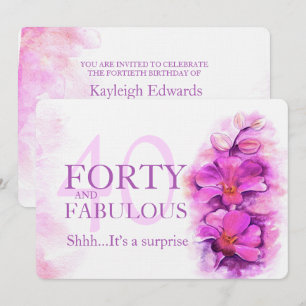 Invitation Aquarelle orchidée violet quarante et fabuleux