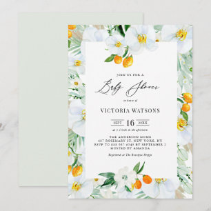 Invitation Aquarelle Orchidées et Baby shower d'été Kumquats