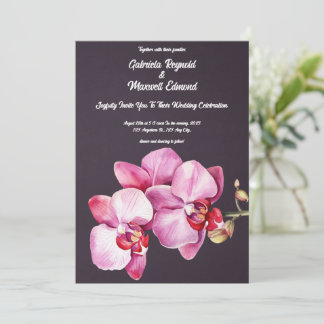 Invitation Aquarelle Orchidées romantiques Mariage floral