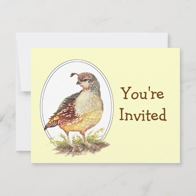 Invitation Aquarelle originale California Quail Bird Invitati (Devant)