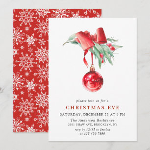 Invitation Aquarelle Ornement Noël Soirée Fête de Noël