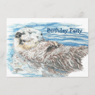 Invitation Aquarelle Otter Animal ANNIVERSAIRE Fun PARTY Invi