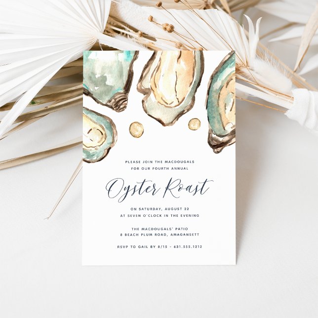 Invitation Aquarelle Oyster & Pearl Oyster Roast Party (Créateur téléchargé)
