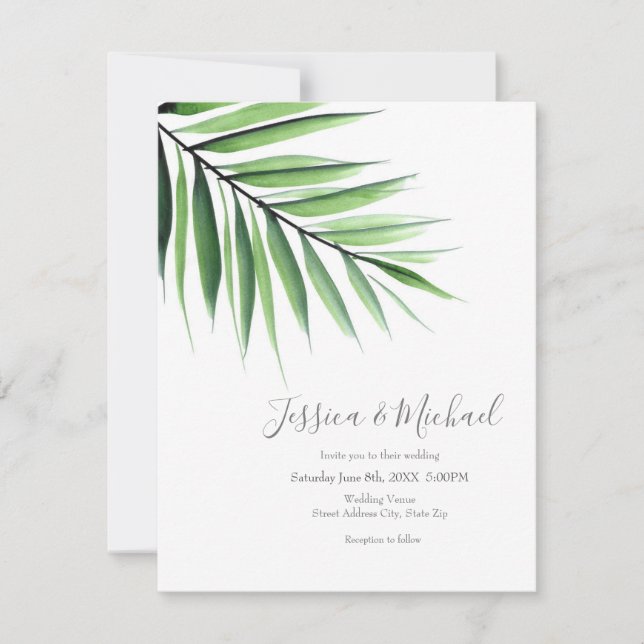 Invitation Aquarelle Palm (Devant)
