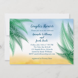 Invitation Aquarelle Palm Feuilles Couple's Shower