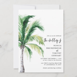 Invitation Aquarelle Palm Tree Script Destination Mariage