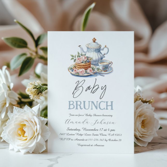 Invitation Aquarelle Pancake Blueberry Baby shower Brunch (Créateur téléchargé)