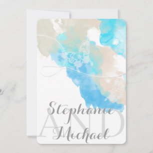 Invitation Aquarelle Papillon Océan Shore Invitatiatiatiation