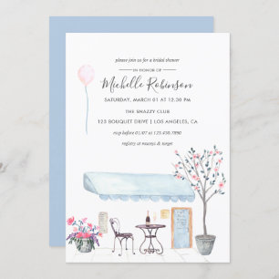 Invitation Aquarelle Paris thématique Douche nuptiale invitat