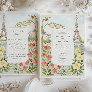 Invitation Aquarelle Paris Tour Eiffel Mariage
