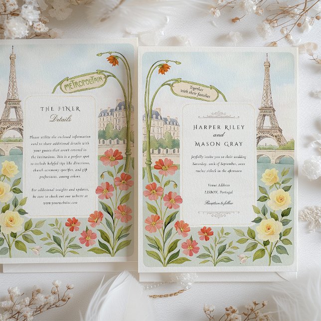 Invitation Aquarelle Paris Tour Eiffel Mariage (Créateur téléchargé)