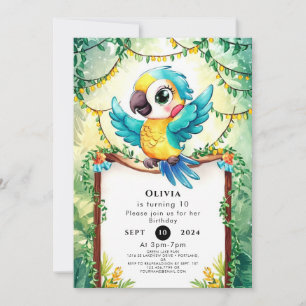 Invitation Aquarelle Parrot coloré Anniversaire