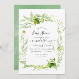 Invitation Aquarelle Pays Baby shower de verdure rustique