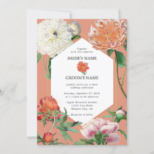 Invitation Aquarelle Peach Pink Peonies Mariage