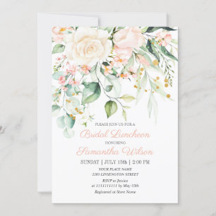 Invitation Aquarelle Peach Rose Blush Fête des mariées I