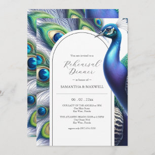 Invitation Aquarelle Peacock Dîner de répétition Mariage