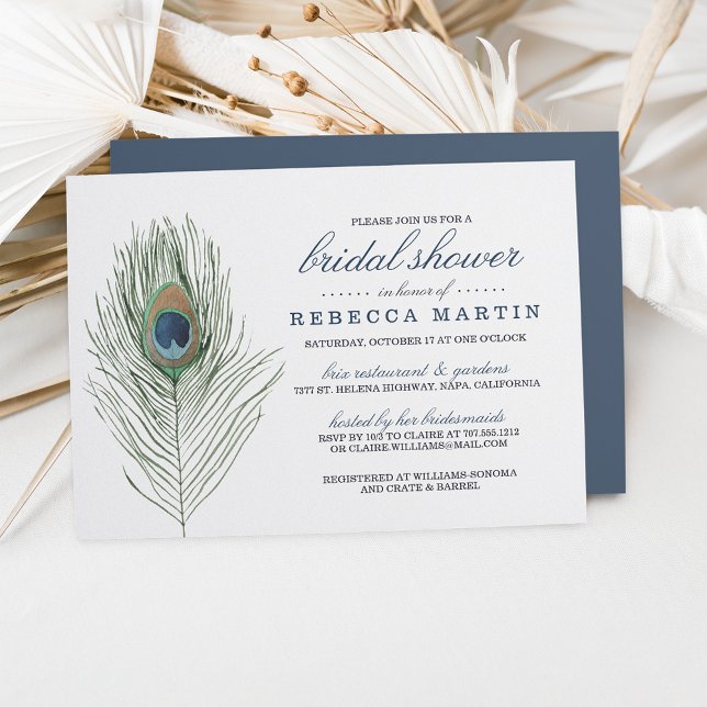 Invitation Aquarelle Peacock Fête des mariées (Créateur téléchargé)