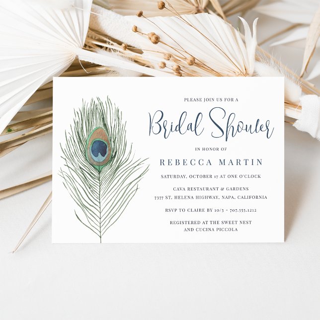 Invitation Aquarelle Peacock Fête des mariées (Créateur téléchargé)